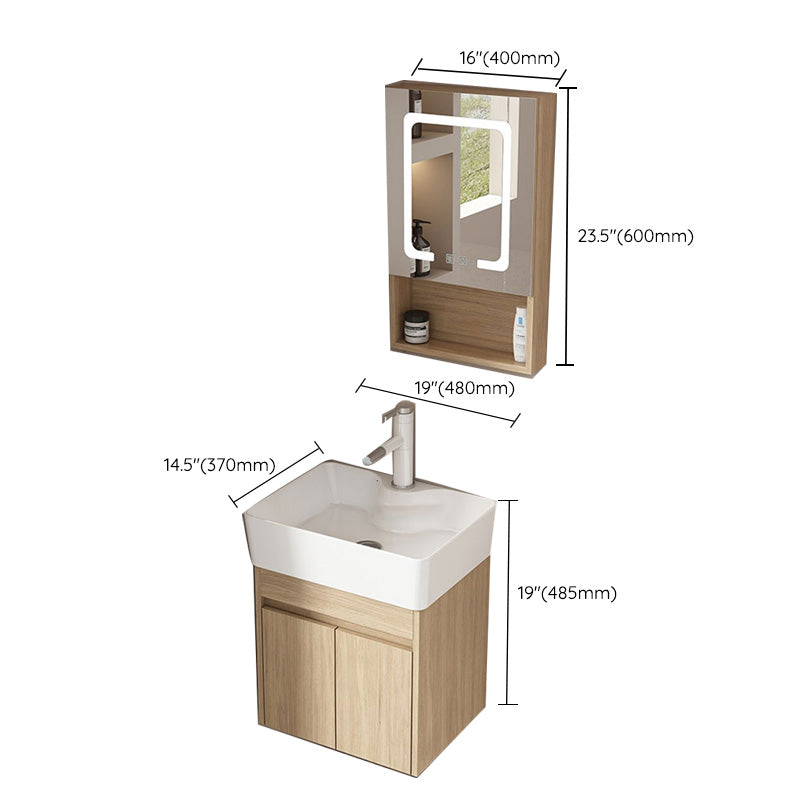 Basic Wooden Sink Vanity Wall-Mounted Vanity Cabinet with Mirror Cabinet