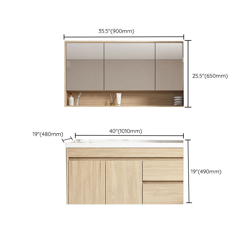 Contemporary Wood Sink Cabinet Mirror Cabinet Wall-Mounted Vanity Cabinet