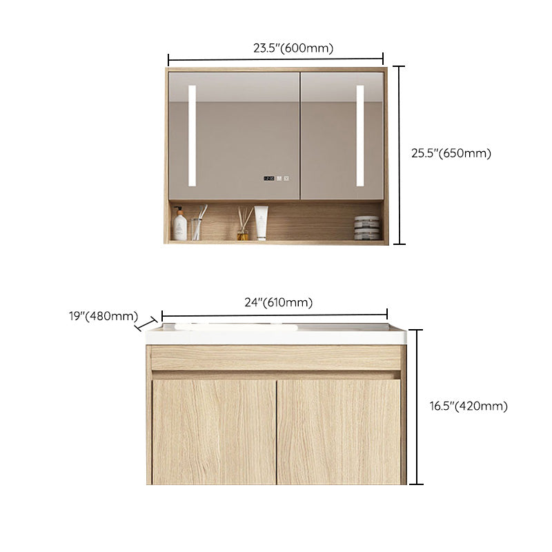 Contemporary Wood Sink Cabinet Mirror Cabinet Wall-Mounted Vanity Cabinet