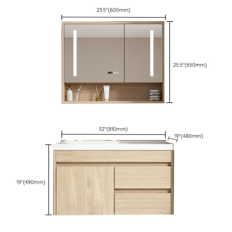 Contemporary Wood Sink Cabinet Mirror Cabinet Wall-Mounted Vanity Cabinet