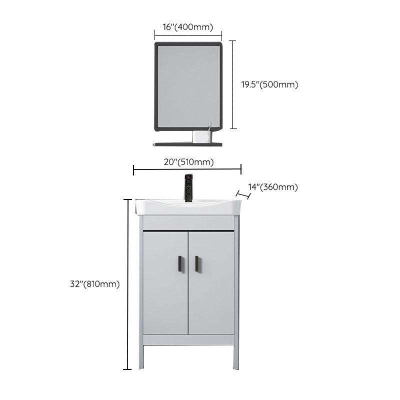 Contemporary Sink Vanity Freestanding Mirror Cabinet Open Console with Sink Set