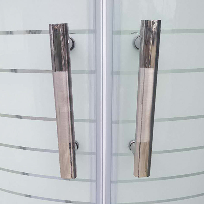 Linear Sliding Striped Shower Enclosure Metal Framed Shower Enclosure