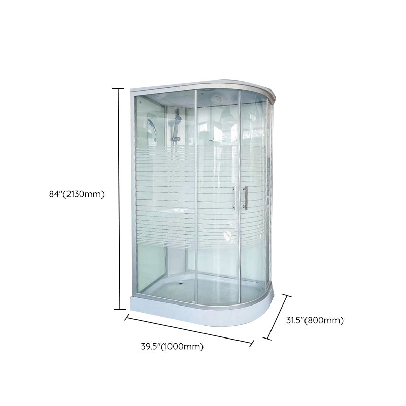 Linear Sliding Striped Shower Enclosure Metal Framed Shower Enclosure