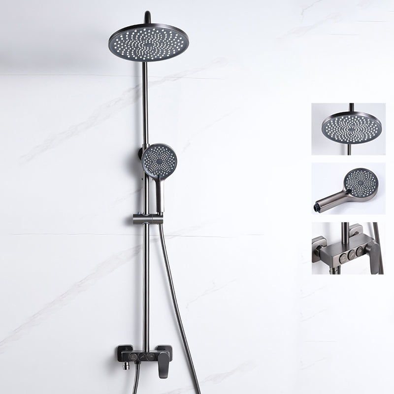 Brass Round Shower System Thermostatic Slide Bar Included Shower Set