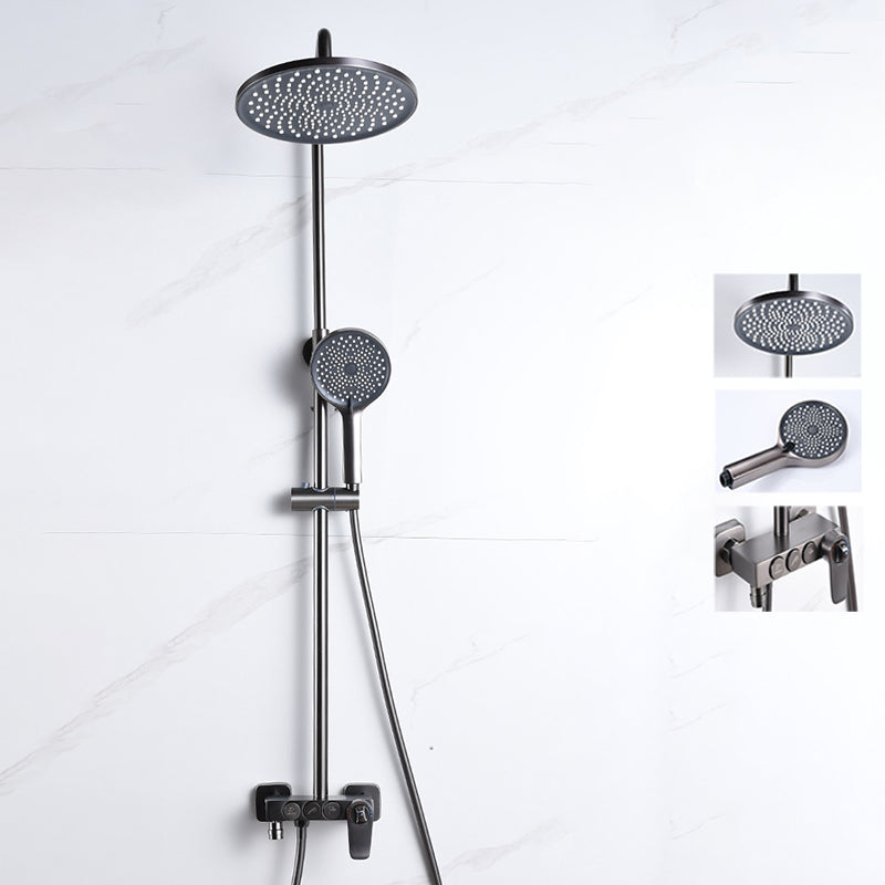 Brass Round Shower System Thermostatic Slide Bar Included Shower Set