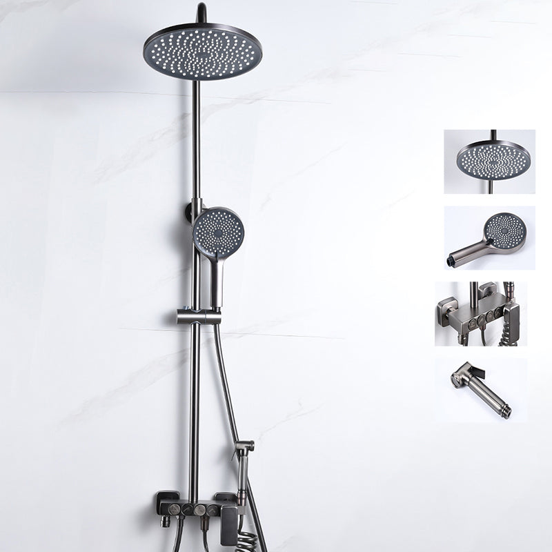 Brass Round Shower System Thermostatic Slide Bar Included Shower Set