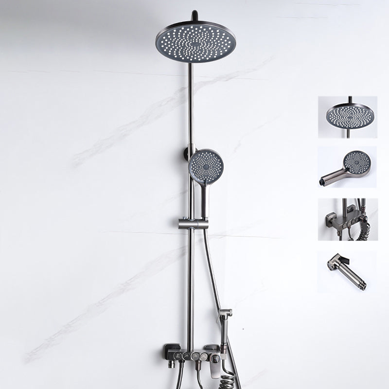 Brass Round Shower System Thermostatic Slide Bar Included Shower Set