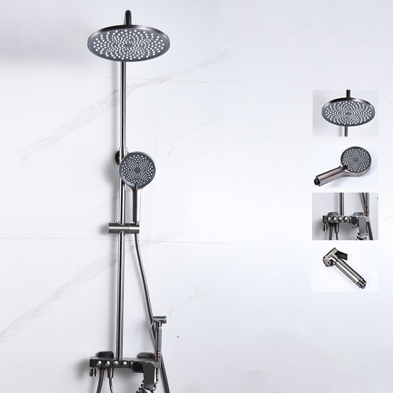 Brass Round Shower System Thermostatic Slide Bar Included Shower Set