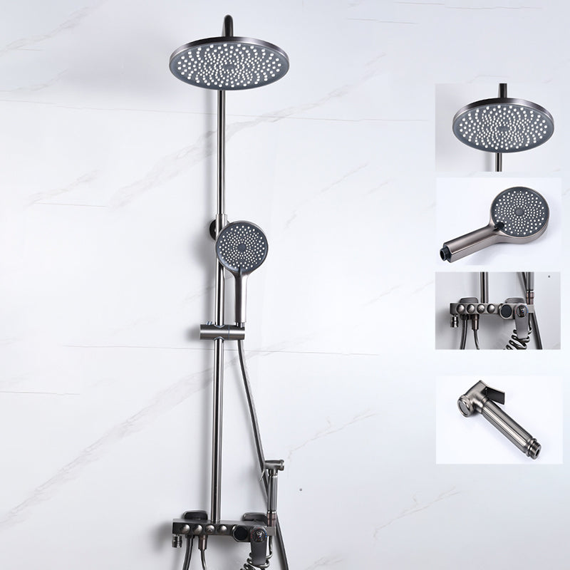 Brass Round Shower System Thermostatic Slide Bar Included Shower Set