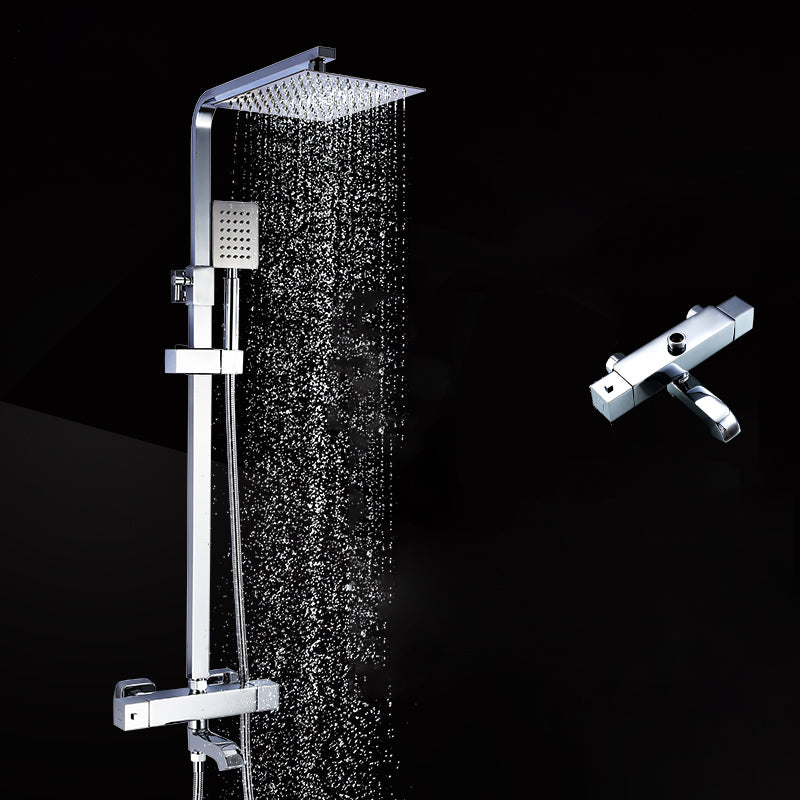 Modern Shower System Slide Bar Dual Shower Head Thermostatic Wall Mounted Shower Set