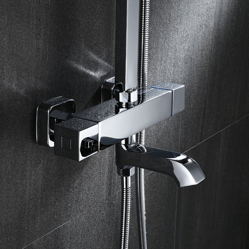 Modern Shower System Slide Bar Dual Shower Head Thermostatic Wall Mounted Shower Set