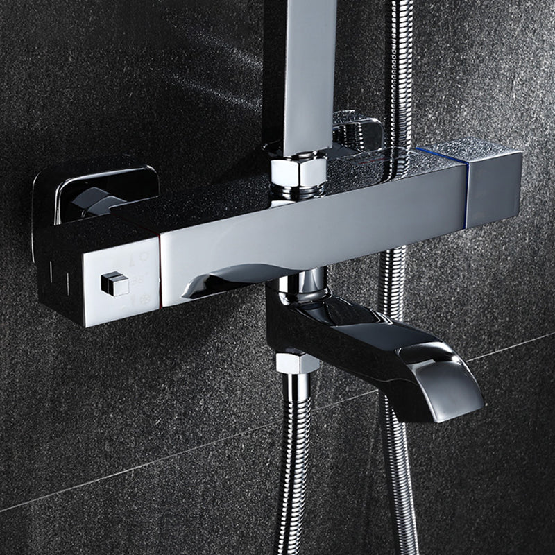 Modern Shower System Slide Bar Dual Shower Head Thermostatic Wall Mounted Shower Set