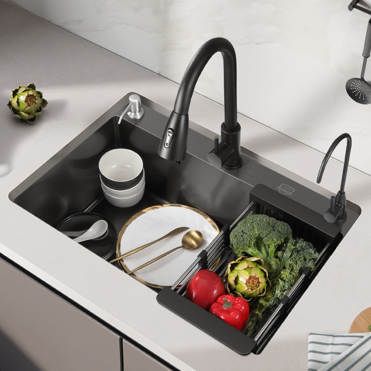 Modern Style Kitchen Sink Stainless Steel Overflow Hole Design Kitchen Sink