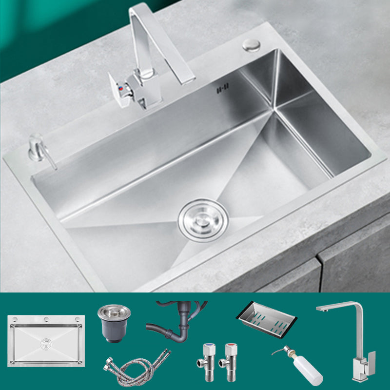 Classic Style Kitchen Sink Stainless Steel Colorfast Kitchen Sink with Drain Strainer Kit