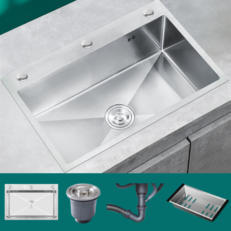 Classic Style Kitchen Sink Stainless Steel Colorfast Kitchen Sink with Drain Strainer Kit