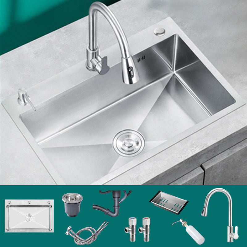 Classic Style Kitchen Sink Stainless Steel Colorfast Kitchen Sink with Drain Strainer Kit