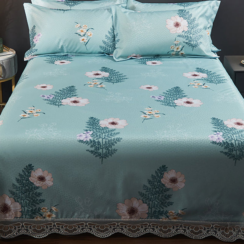 Silk Bed Sheet Three-piece Home Bedroom Dormitory Simple Bed Sheet Set