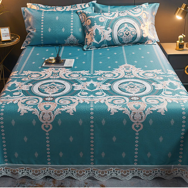 Silk Bed Sheet Three-piece Home Bedroom Dormitory Simple Bed Sheet Set