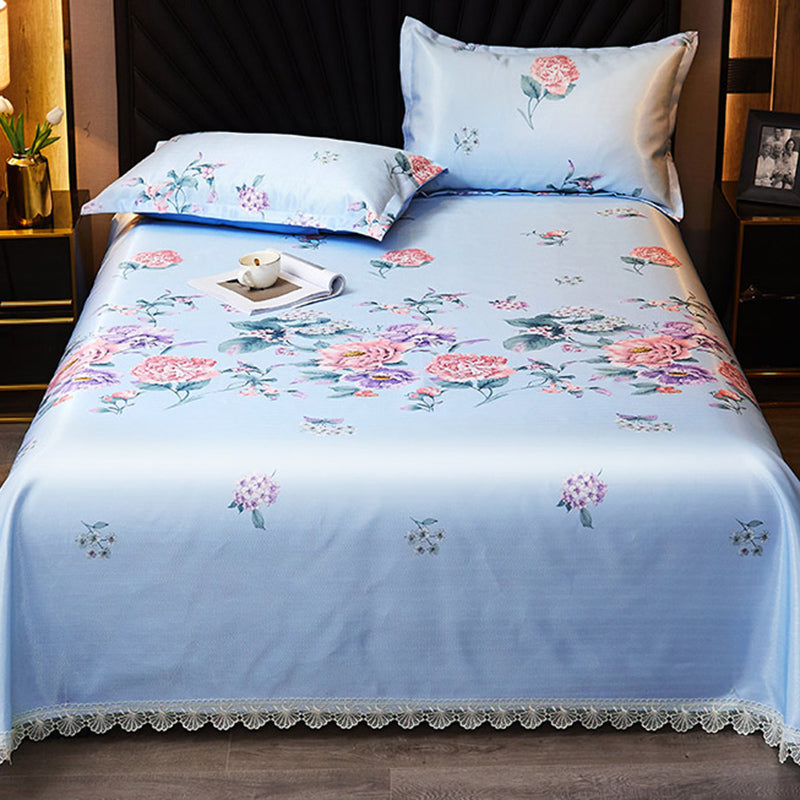 Silk Bed Sheet Three-piece Home Bedroom Dormitory Simple Bed Sheet Set