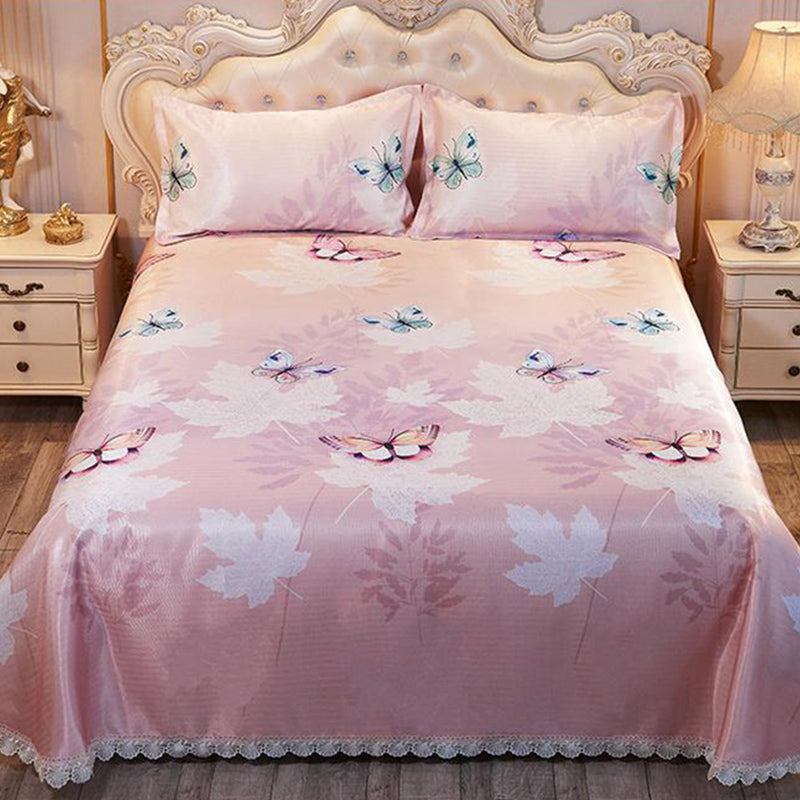 Silk Bed Sheet Three-piece Home Bedroom Dormitory Simple Bed Sheet Set