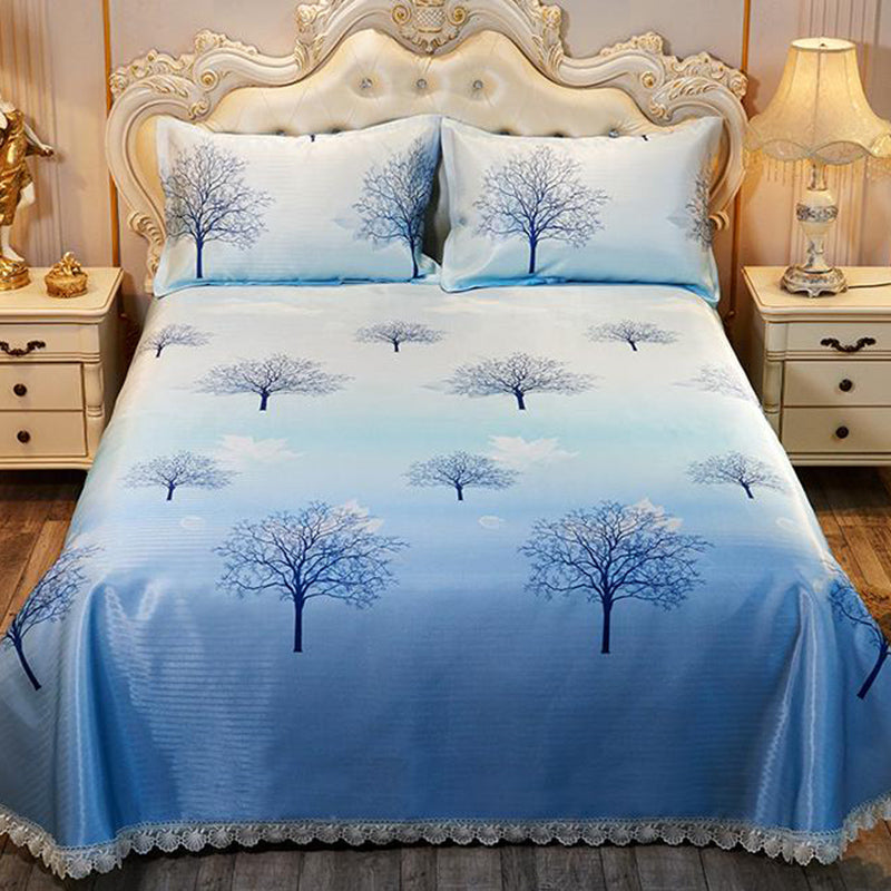 Silk Bed Sheet Three-piece Home Bedroom Dormitory Simple Bed Sheet Set