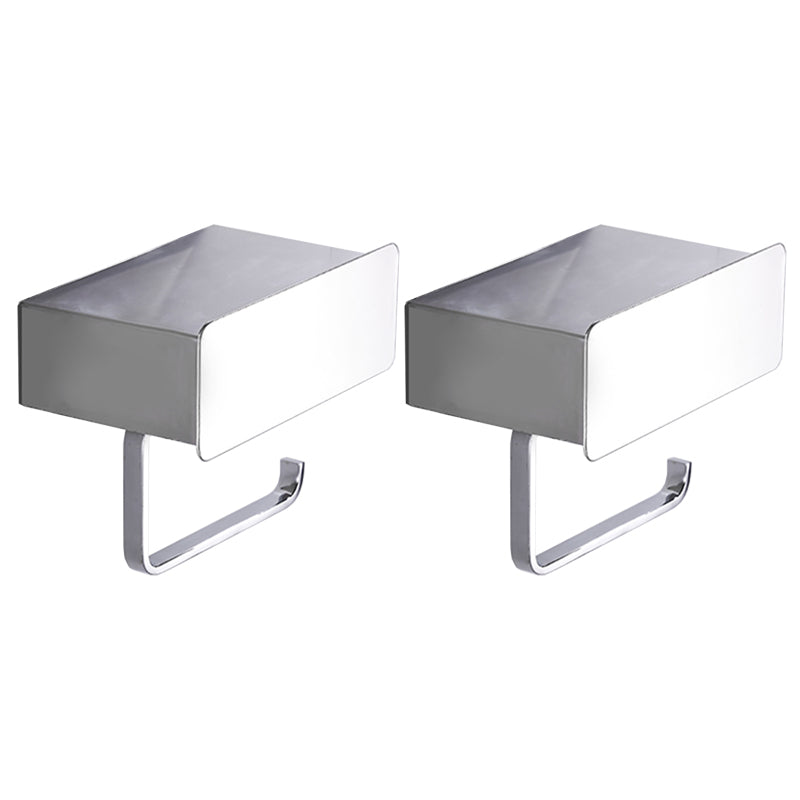 2 Piece Stainless Steel Classic Bathroom Accessory Set Black & Chrome Paper Holder