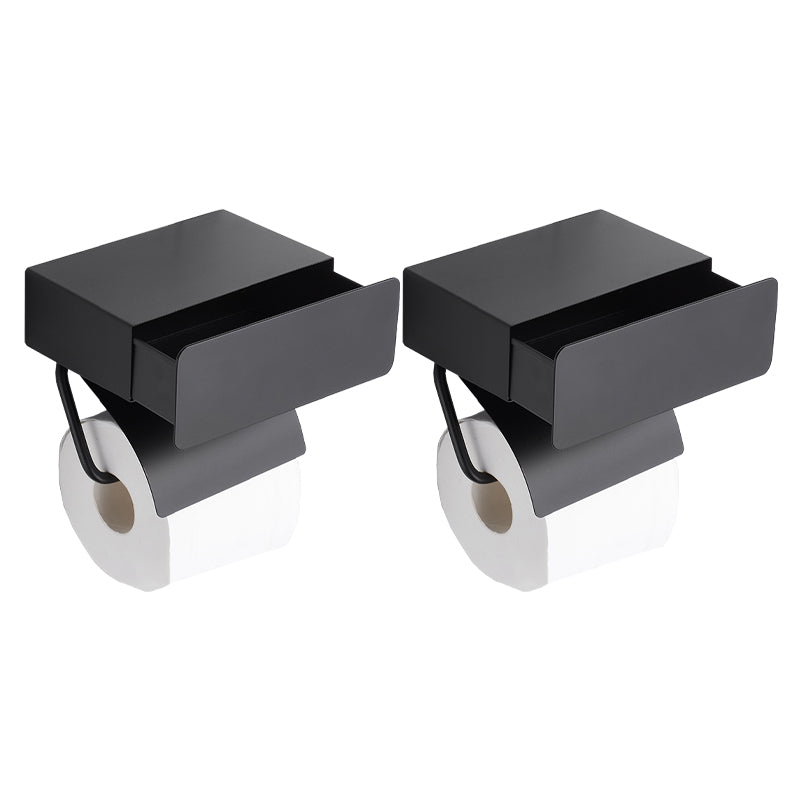 2 Piece Stainless Steel Classic Bathroom Accessory Set Black & Chrome Paper Holder