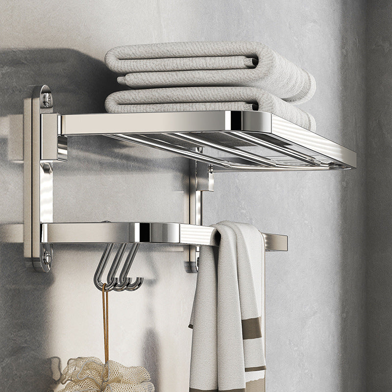 Chrome Modern Bathroom Hardware Set Stainless Steel Robe Hooks/Towel Bar & Bath Shelf