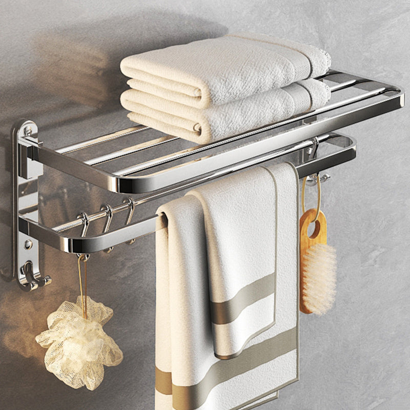 Chrome Modern Bathroom Hardware Set Stainless Steel Robe Hooks/Towel Bar & Bath Shelf