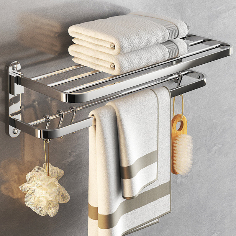 Chrome Modern Bathroom Hardware Set Stainless Steel Robe Hooks/Towel Bar & Bath Shelf