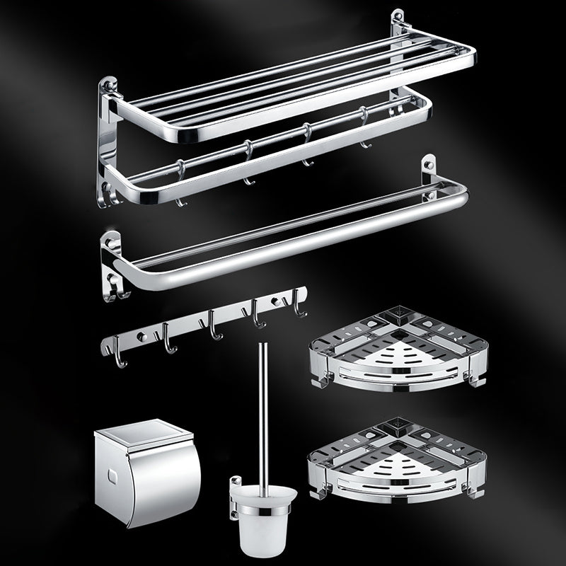 Chrome Modern Bathroom Hardware Set Stainless Steel Robe Hooks/Towel Bar & Bath Shelf