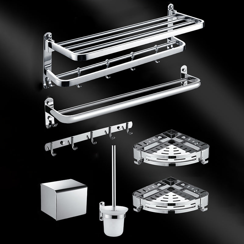 Chrome Modern Bathroom Hardware Set Stainless Steel Robe Hooks/Towel Bar & Bath Shelf