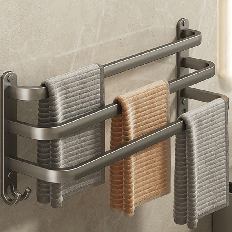 2-Piece Modern Bath Hardware Set in Aluminum Matte Gray Towel Bar