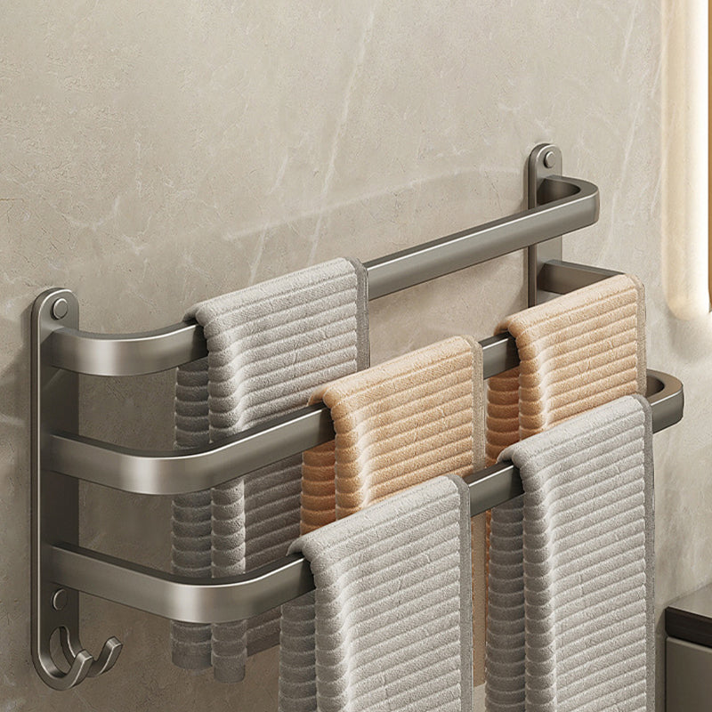 2-Piece Modern Bath Hardware Set in Aluminum Matte Gray Towel Bar