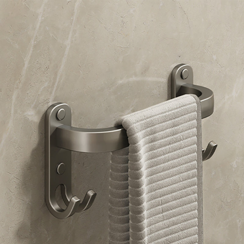 2-Piece Modern Bath Hardware Set in Aluminum Matte Gray Towel Bar