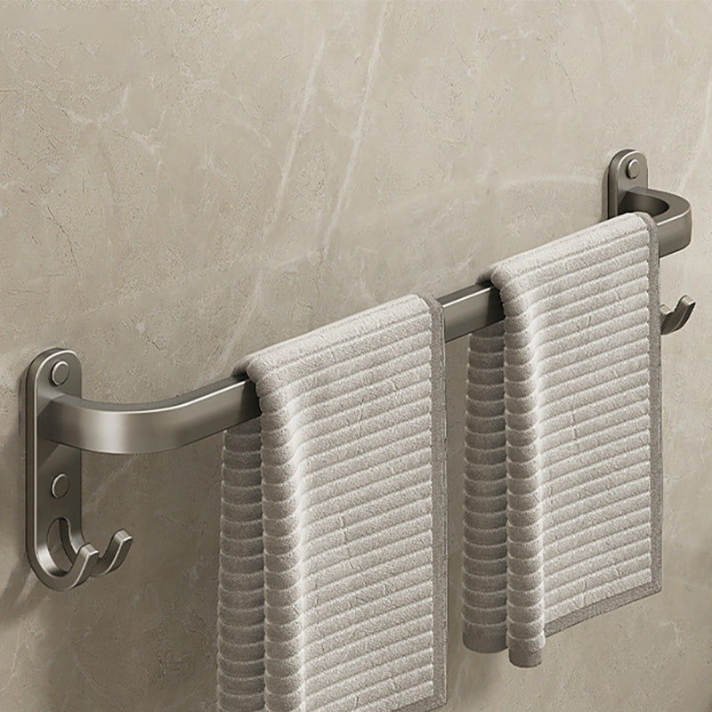 2-Piece Modern Bath Hardware Set in Aluminum Matte Gray Towel Bar