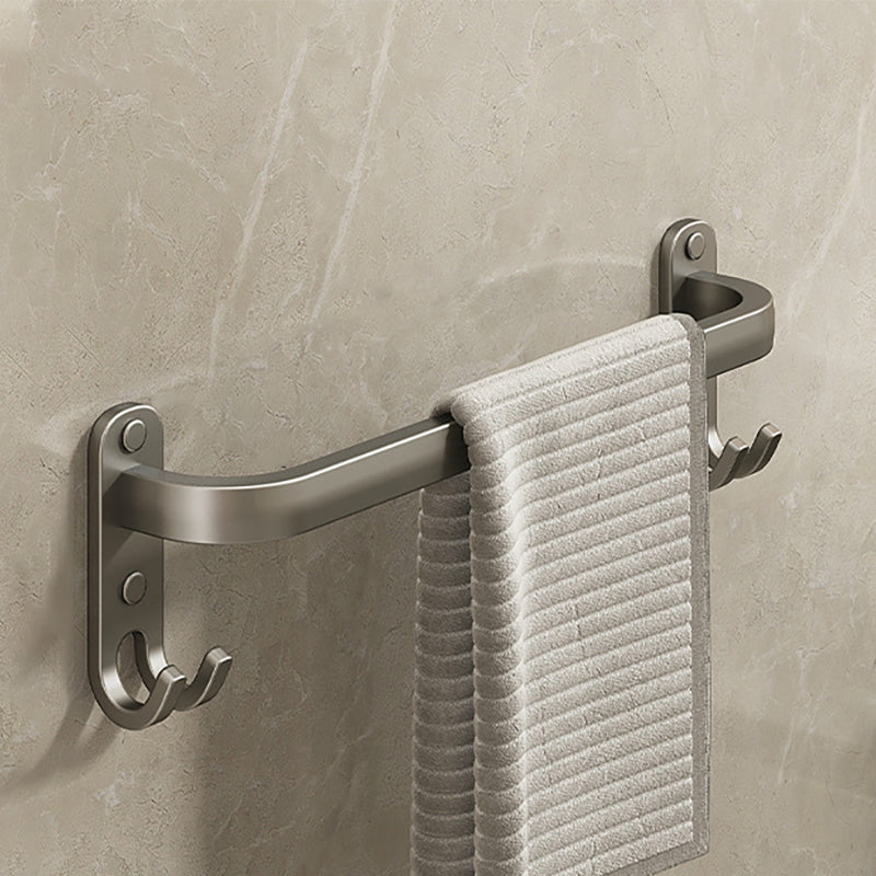 2-Piece Modern Bath Hardware Set in Aluminum Matte Gray Towel Bar