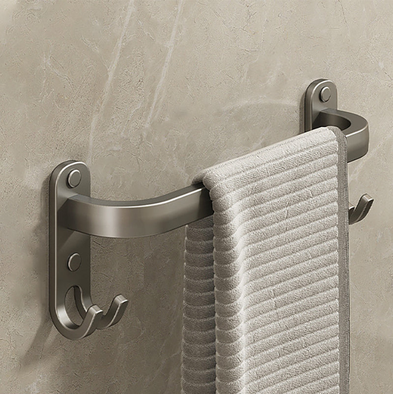 2-Piece Modern Bath Hardware Set in Aluminum Matte Gray Towel Bar