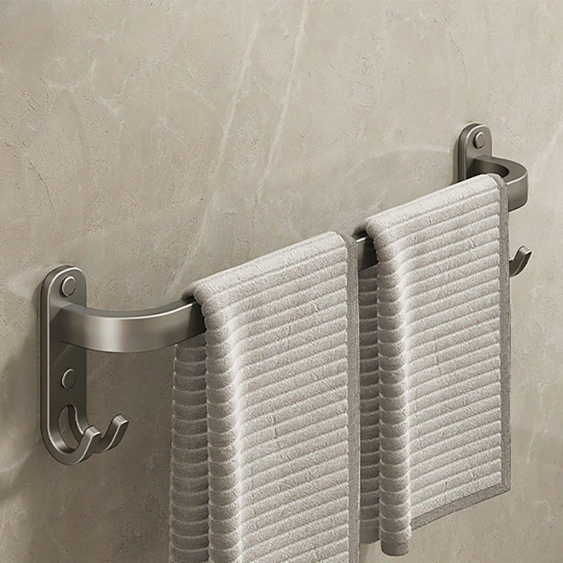 2-Piece Modern Bath Hardware Set in Aluminum Matte Gray Towel Bar