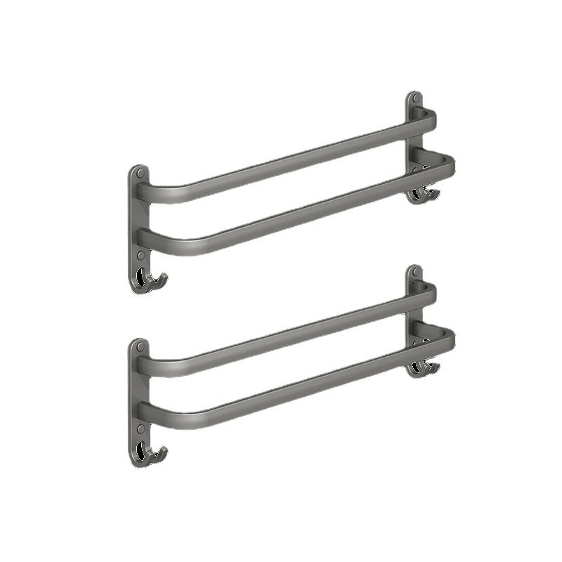 2-Piece Modern Bath Hardware Set in Aluminum Matte Gray Towel Bar