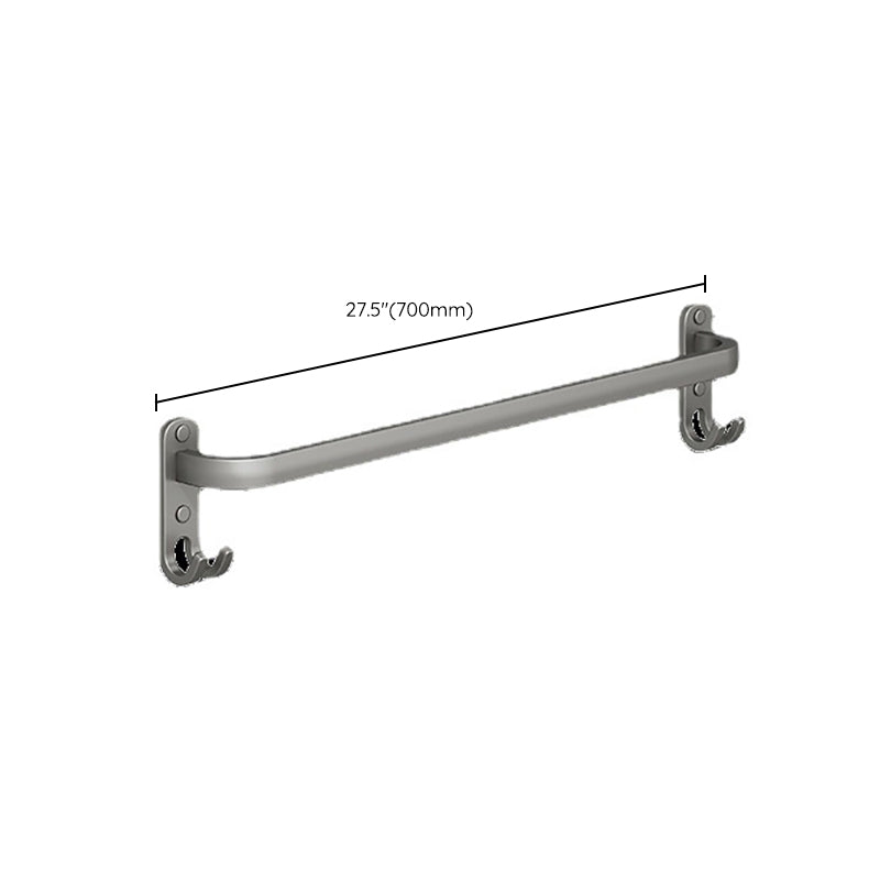 2-Piece Modern Bath Hardware Set in Aluminum Matte Gray Towel Bar