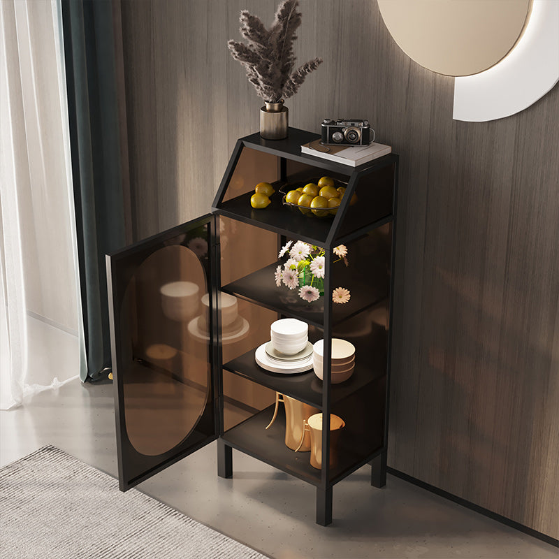 Modern Curio Cabinet Metal Glass Doors Buffet Cabinet for Living Room