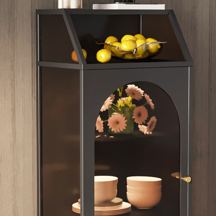 Modern Curio Cabinet Metal Glass Doors Buffet Cabinet for Living Room