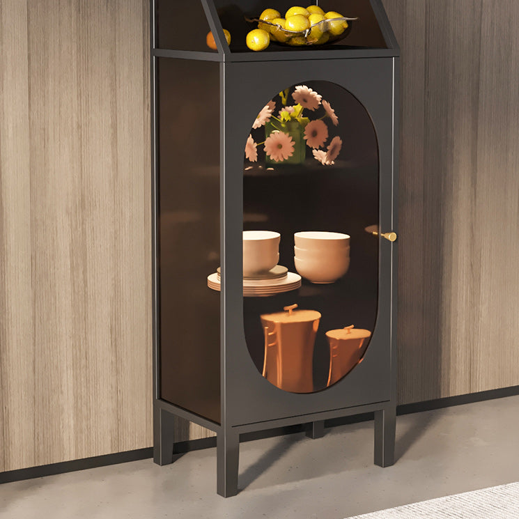 Modern Curio Cabinet Metal Glass Doors Buffet Cabinet for Living Room