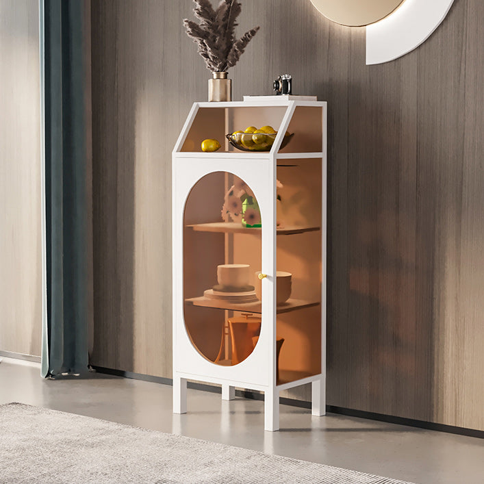 Modern Curio Cabinet Metal Glass Doors Buffet Cabinet for Living Room