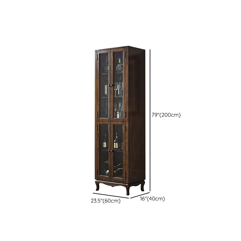 Modern Display Stand Glass Doors Rubberwood Hutch Buffet for Living Room