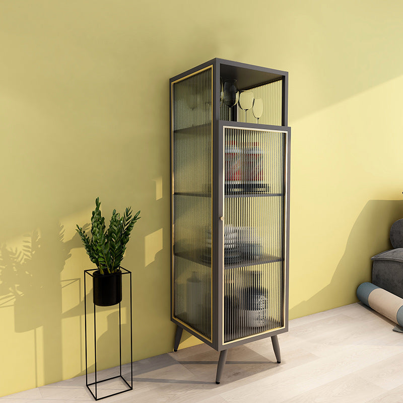 Modern Metal Curio Cabinet Glass Doors Display Cabinet with Legs