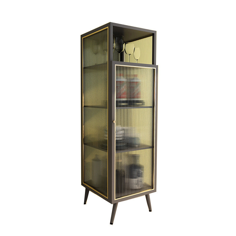 Modern Metal Curio Cabinet Glass Doors Display Cabinet with Legs