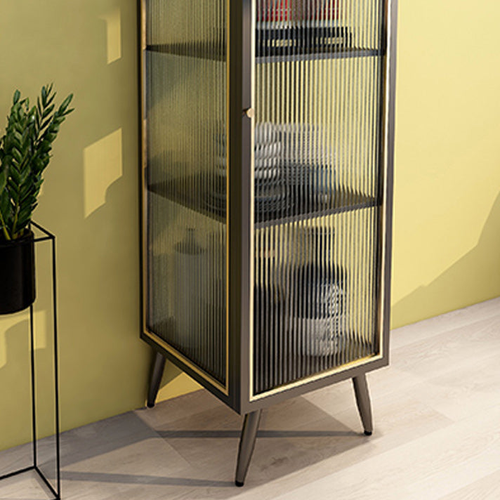 Modern Metal Curio Cabinet Glass Doors Display Cabinet with Legs