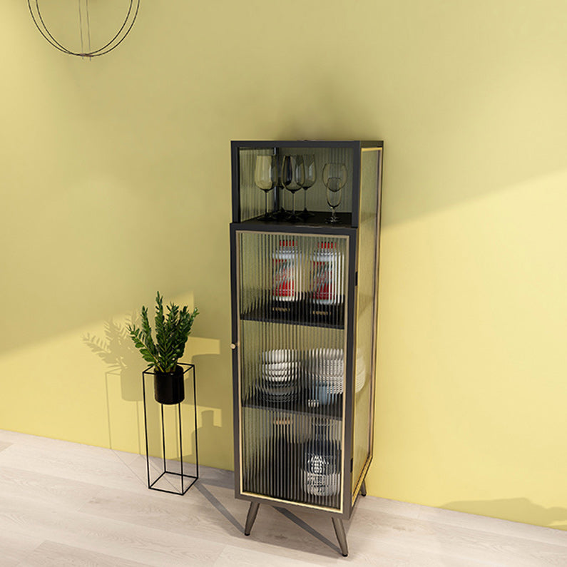 Modern Metal Curio Cabinet Glass Doors Display Cabinet with Legs